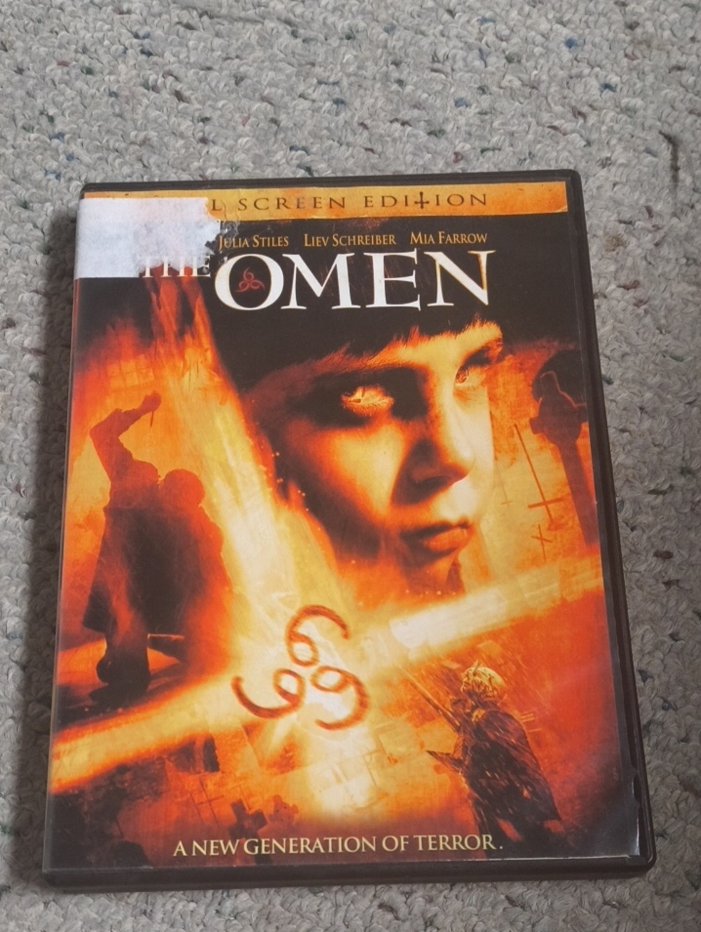 The Omen DVD - Fiery Orange Horror Cover